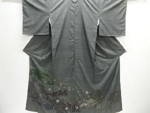 作家物　絞り流水に時代人物模様本場泥大島紬訪問着(7マルキ)